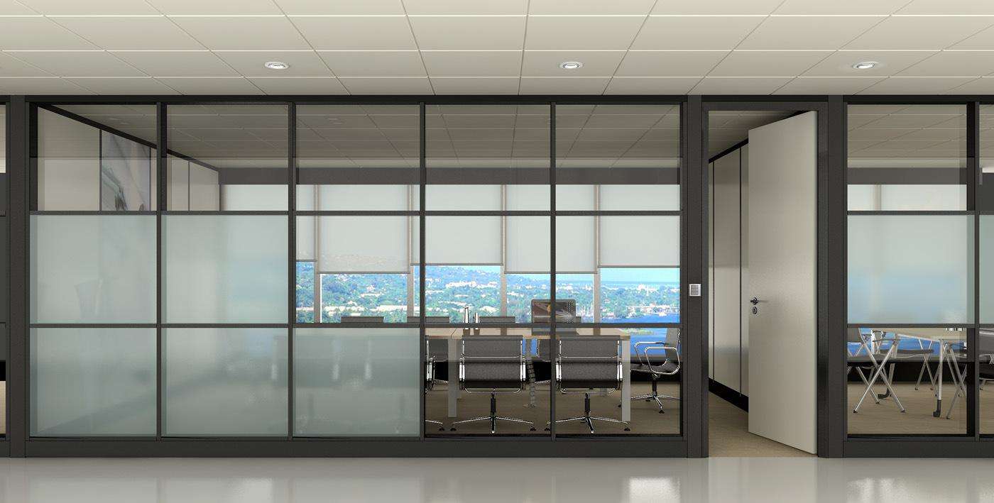 办公室活动玻璃隔断环保、采光、隔音、灵活设计、重复使用